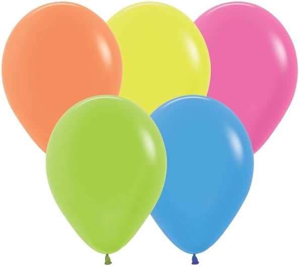 Neon Assortment Round Latex Balloons 5'' | 50 balloons