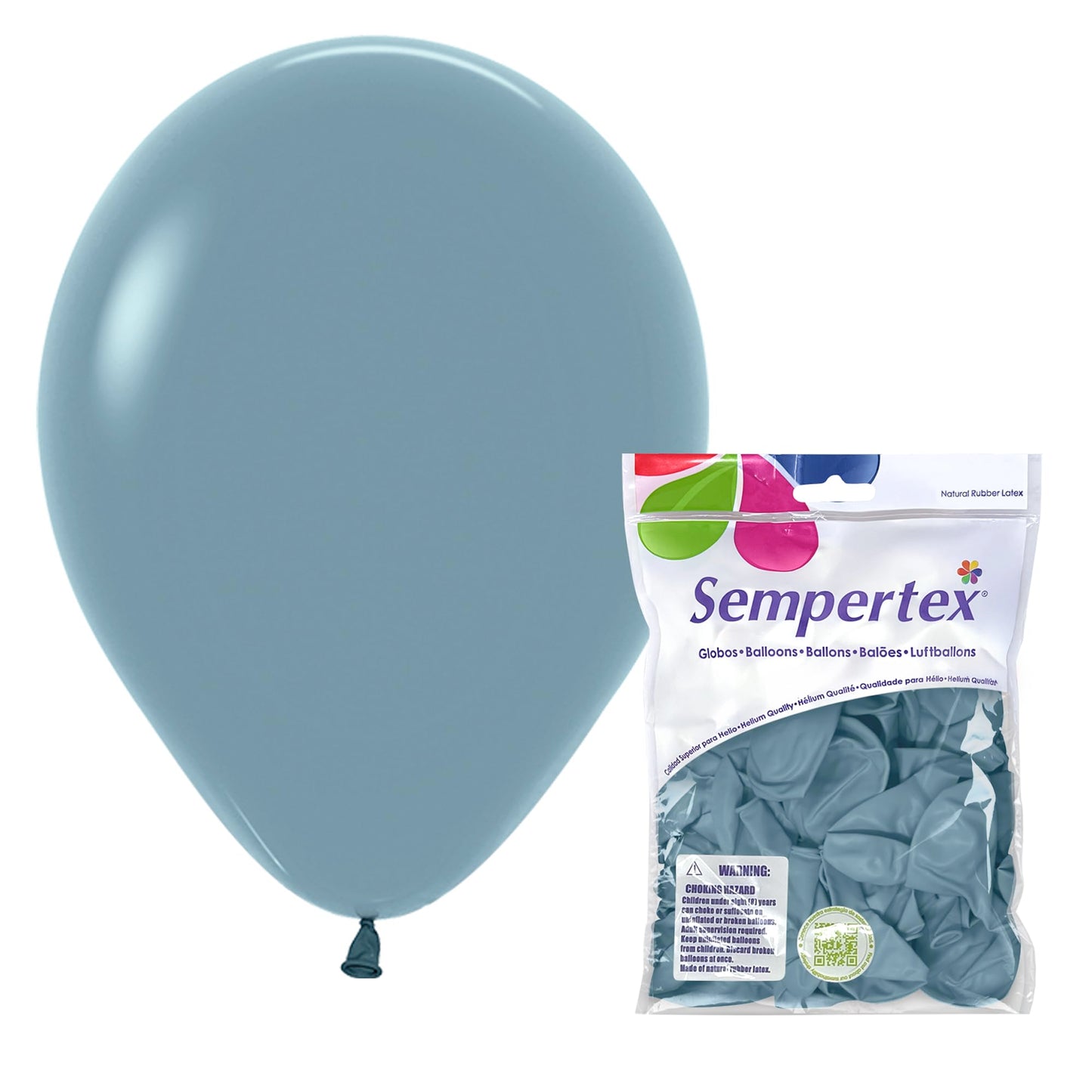 Sempertex Pastel Dusk Blue Balloons - 11 Inch, 25 Pcs - Elegant Latex Balloons for Birthday Decorations, Wedding, Graduation, Baby Shower, Anniversary, Bridal Shower, Party Celebrations