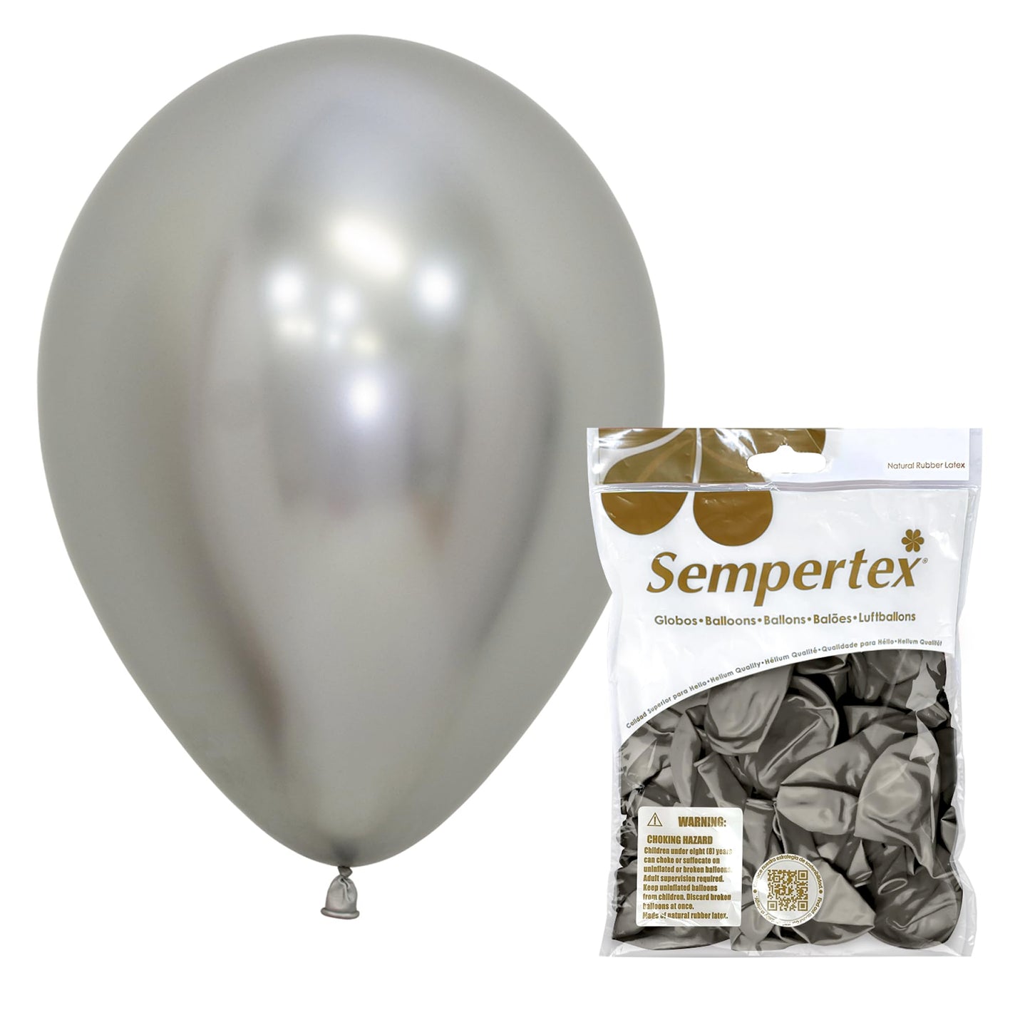 Sempertex Reflex Silver Balloons - Elegant Latex Balloons for Birthday Decorations, Wedding, Graduation, Baby Shower, Anniversary, Bridal Shower, Party Celebrations