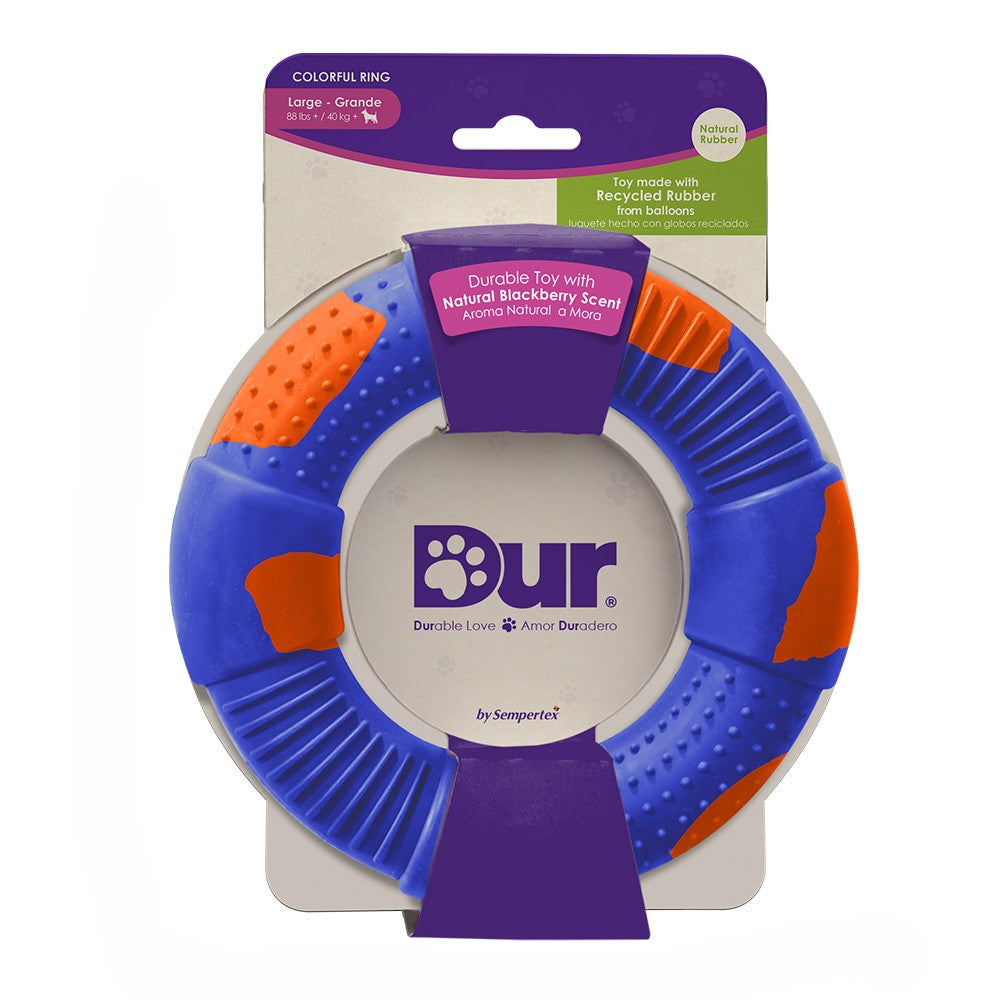 Packaged Large Blue & Orange Recycled Balloon Ring Dog Toy