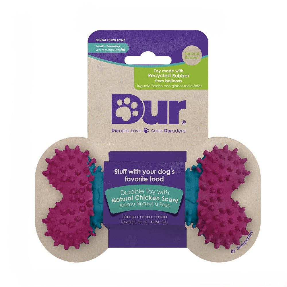 Packaged Recycled Fuchsia & Caribbean Blue Balloon Bone Dog Toy