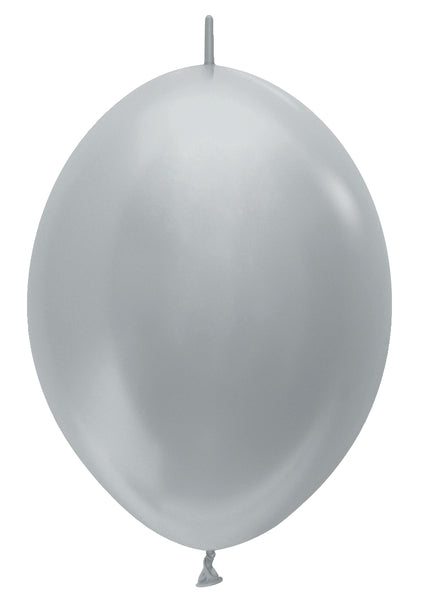 Sempertex Metallic Silver Round 12" Latex Link-O-Loons