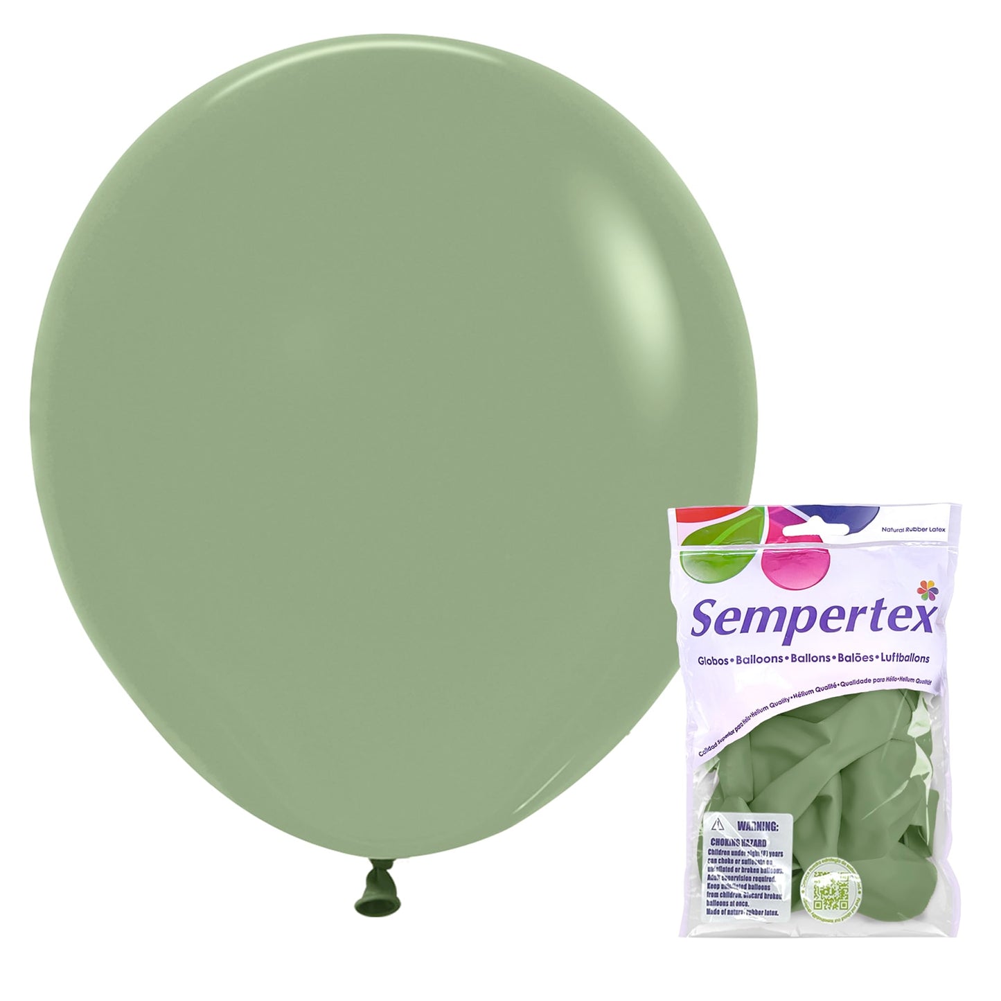Sempertex Deluxe Eucalyptus Balloons - 18 Inch, 6 Pcs - Elegant Latex Balloons for Birthday Decorations, Wedding, Graduation, Baby Shower, Anniversary, Bridal Shower, Party Celebrations