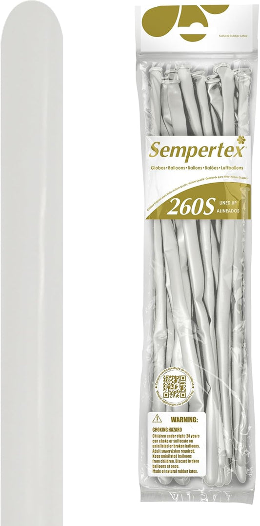 Sempertex Party Balloons Silk Oyster White - 260S Nozzles Up Latex Balloon Decorations for Birthday, Wedding, Baby Shower, Graduation & Special Events - Thick & Durable - 50 Pack