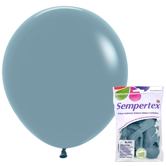 Sempertex Round Pastel Dusk Blue Balloons, 18 Inch, 6Pcs – Shiny Latex Balloons for Colorful Birthday Decorations, Wedding, Graduation, Baby Shower, Anniversary, Bridal Shower, Party Celebrations