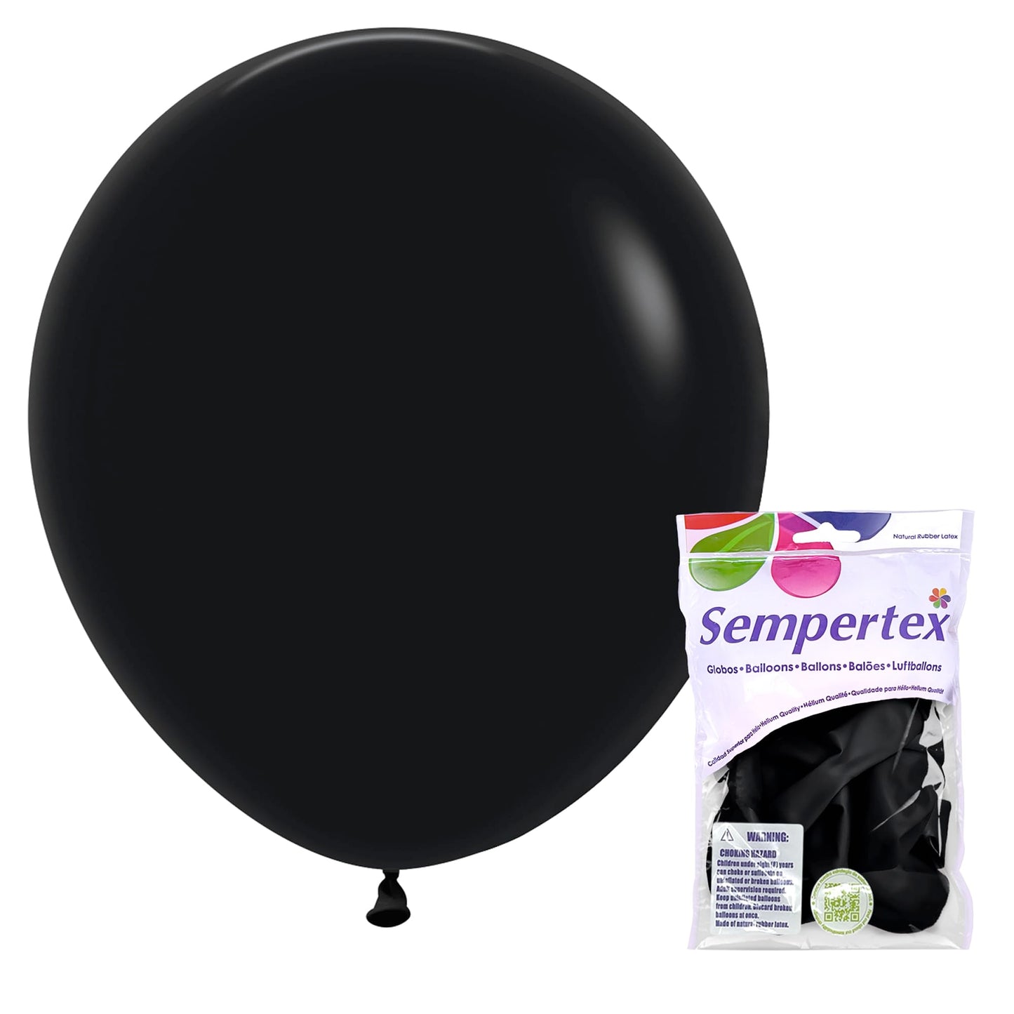 Sempertex Deluxe Black Balloons - 18 Inch, 6 Pcs - Elegant Latex Balloons for Birthday Decorations, Wedding, Graduation, Baby Shower, Anniversary, Bridal Shower, Party Celebrations