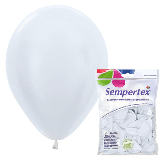 Sempertex Pearl White Balloons - 11 Inch, 25 Pcs - Elegant Latex Balloons for Birthday Decorations, Wedding, Graduation, Baby Shower, Anniversary, Bridal Shower, Party Celebrations