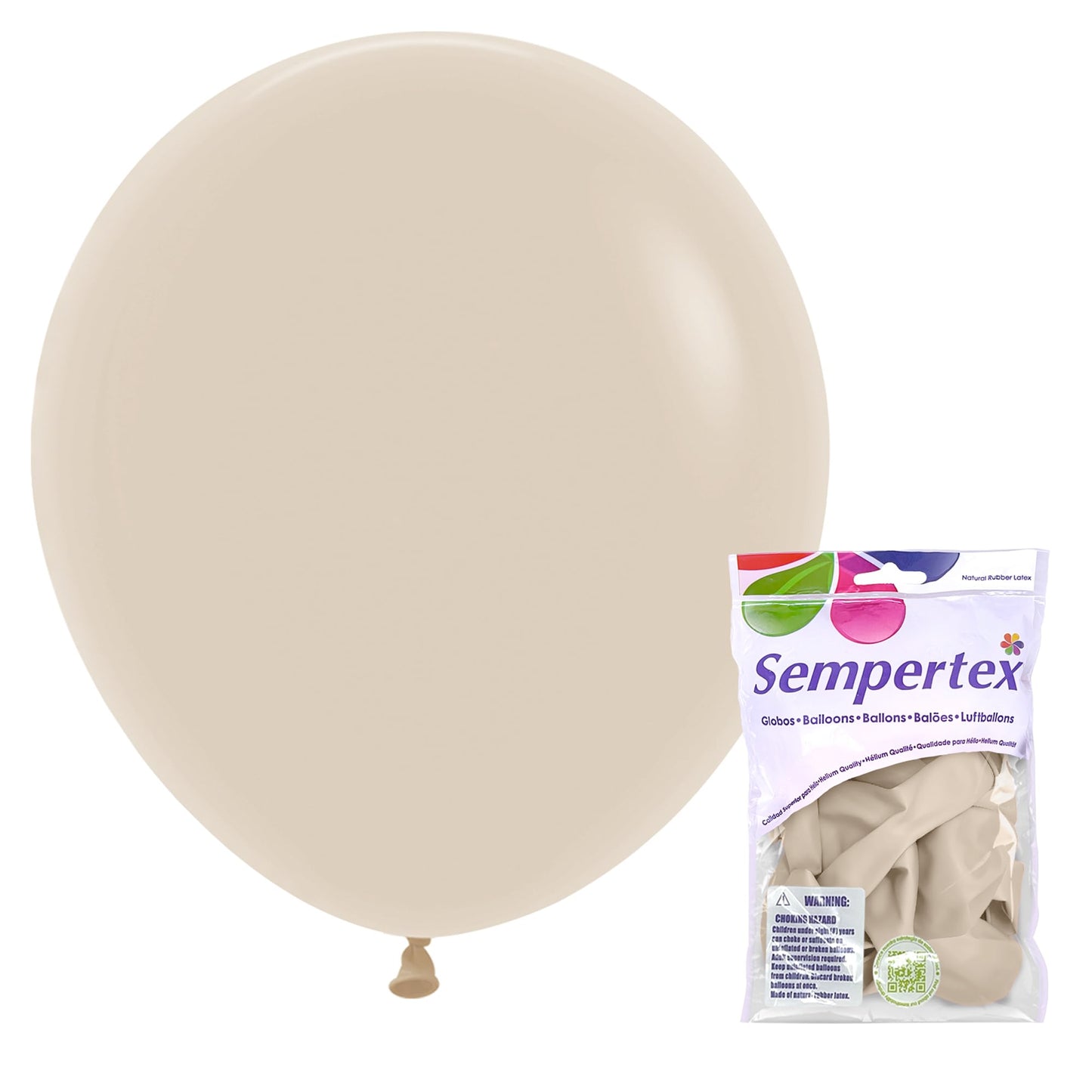 Sempertex Deluxe White Sand Balloons - 18 Inch, 6 Pcs - Elegant Latex Balloons for Birthday Decorations, Wedding, Graduation, Baby Shower, Anniversary, Bridal Shower, Party Celebrations