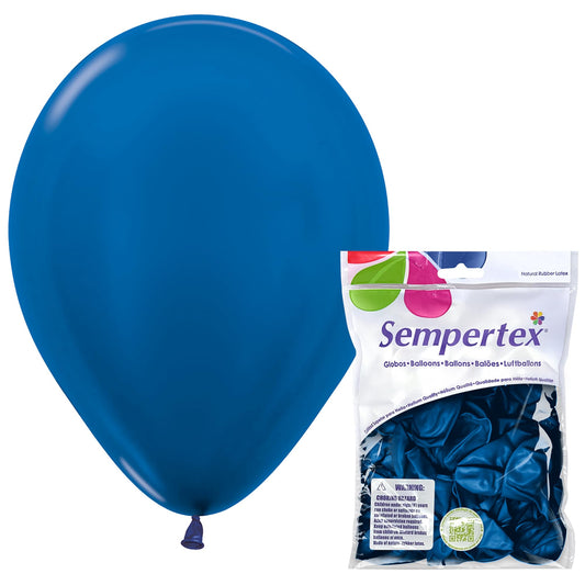 Sempertex Round Metallic Blue Balloons – 11 Inch, 25Pcs – Elegant Latex Balloons for Birthday Decorations, Wedding, Graduation, Baby Shower, Anniversary, Bridal Shower, Party Celebrations