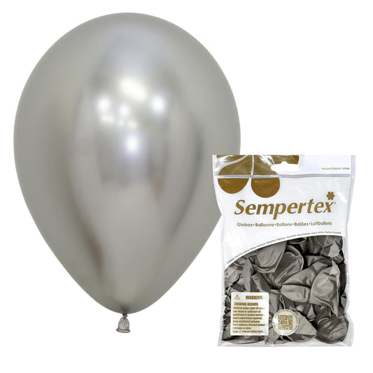 Sempertex Reflex Silver Balloons - Elegant Latex Balloons for Birthday Decorations, Wedding, Graduation, Baby Shower, Anniversary, Bridal Shower, Party Celebrations