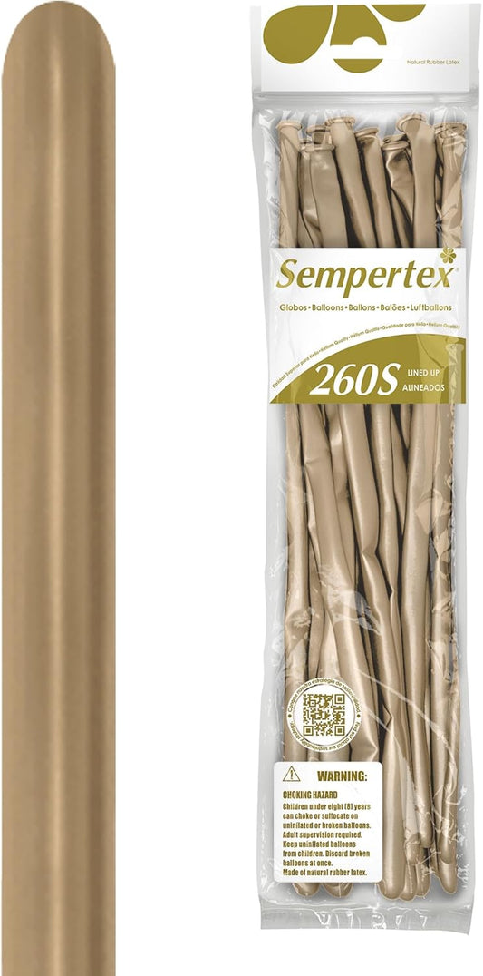Sempertex Party Balloons Silk Gold Dust - 260S Nozzles Up Latex Balloon Decorations for Birthday, Wedding, Baby Shower, Graduation & Special Events - Thick & Durable - 50 Pack