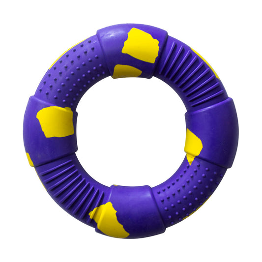 Large Violet & Yellow Recycled Balloon Ring Dog Toy