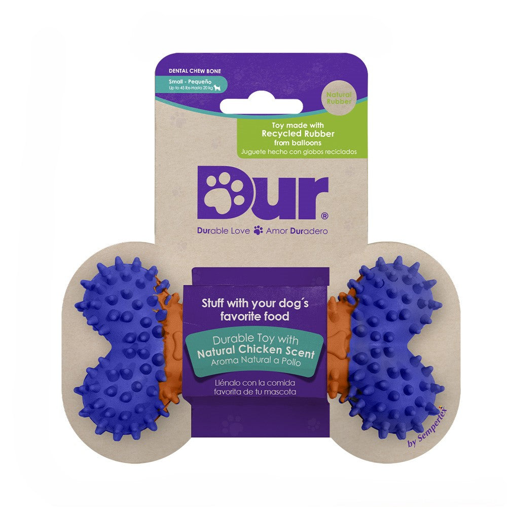 Packaged Recycled Orange & Blue Balloon Bone Dog Toy