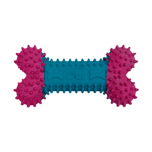 Recycled Fuchsia & Caribbean Blue Balloon Bone Dog Toy