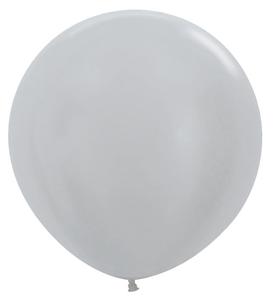 Sempertex Metallic Silver Round 24" Latex Balloon